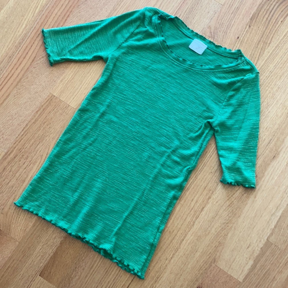 Anthropologie Green Short Sleeve Ribbed Tee